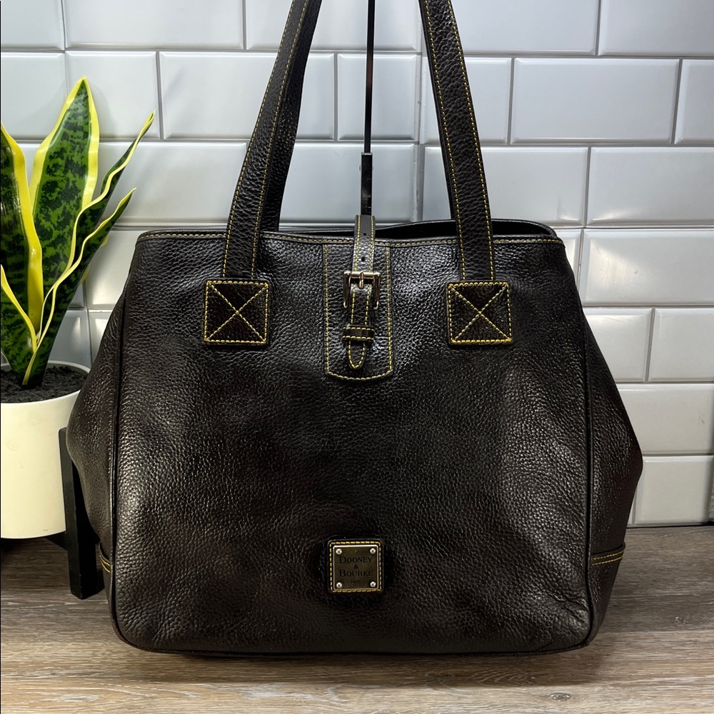Dooney & Bourke brown leather large brown tote bag - Picture 1 of 15
